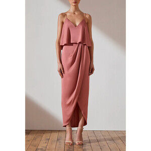 Shona Joy Luxe Frill Tulip Hem Maxi Dress Rose Size 4 US $419